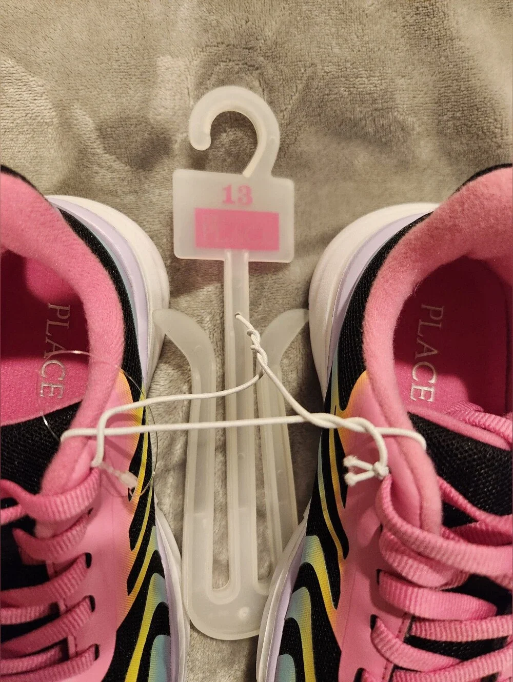 NWT Kids Pink Rainbow Athletic Sneakers, Size 13Y